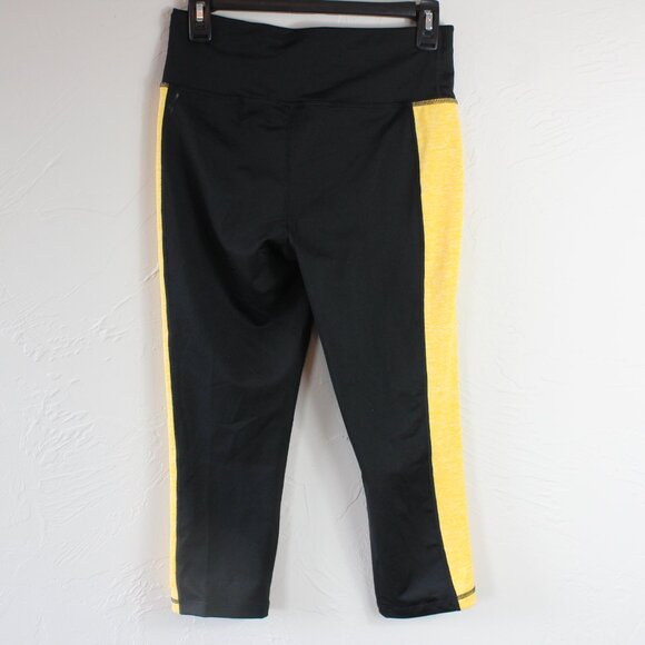 Ideology Crop Pocket Leggings Colorblock Black Yellow Small NWT - Picture 4 of 5